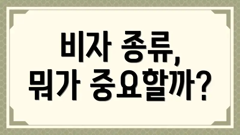 비자 종류, 뭐가 중요할까?