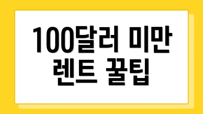100달러 미만 렌트 꿀팁