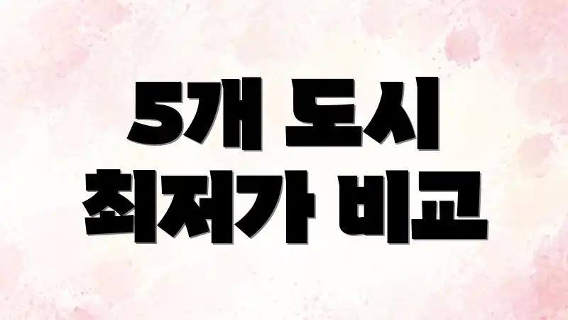 5개 도시 최저가 비교