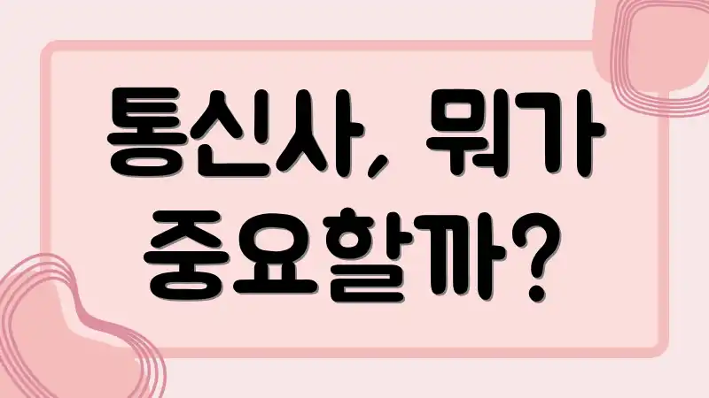 통신사, 뭐가 중요할까?