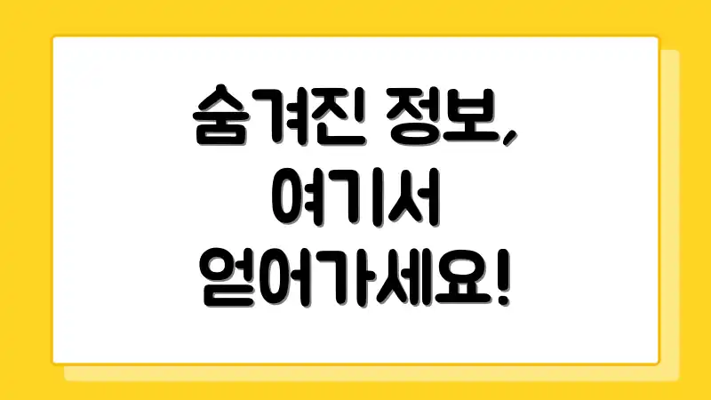 숨겨진 정보, 여기서 얻어가세요!