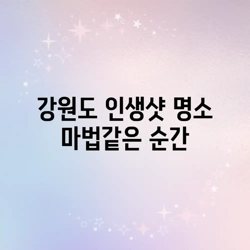 강원도 인생샷 명소! 마법같은 순간 ✨