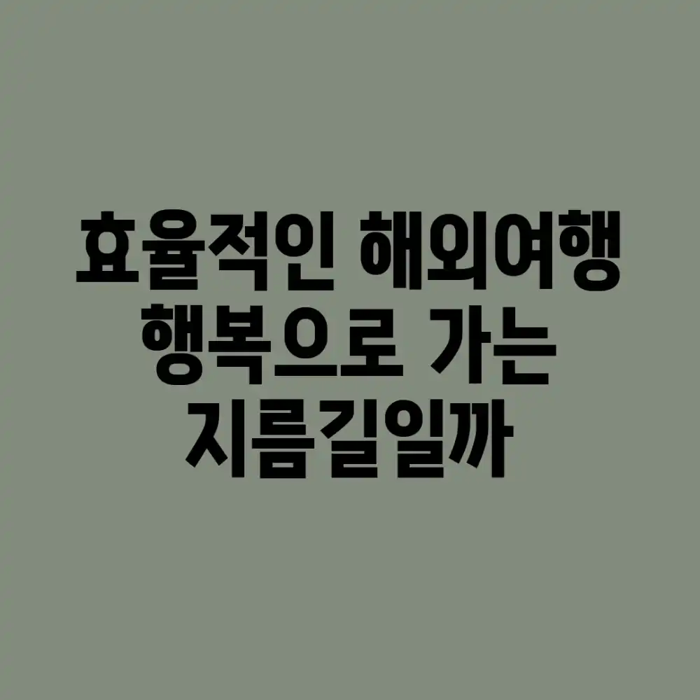 효율적인 해외여행, 행복으로 가는 지름길일까?