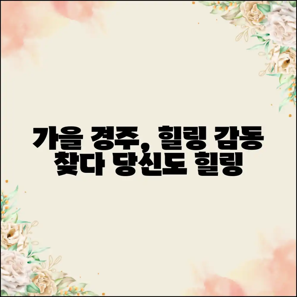가을빛 경주에서 힐링과 감동, 찾으셨나요?