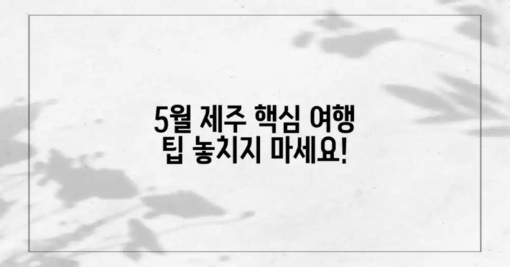 5월 제주 여행 핵심 포인트